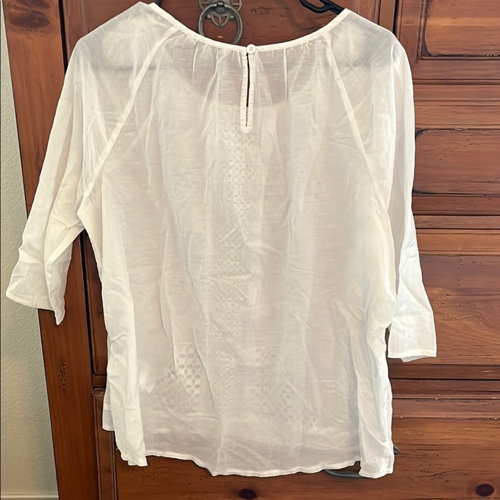Calvin Klein White Embellished 3/4 Sleeve Blouse NWOT - Picture 7 of 12
